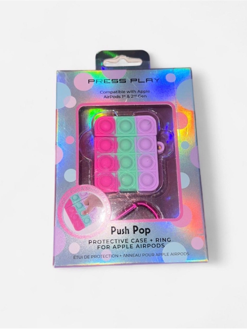 Push Pop Protective Case for Apple AirPods - Pink/Green/Purple